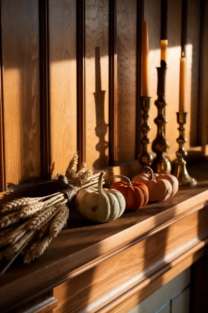 autumn cottagecore mantel styling