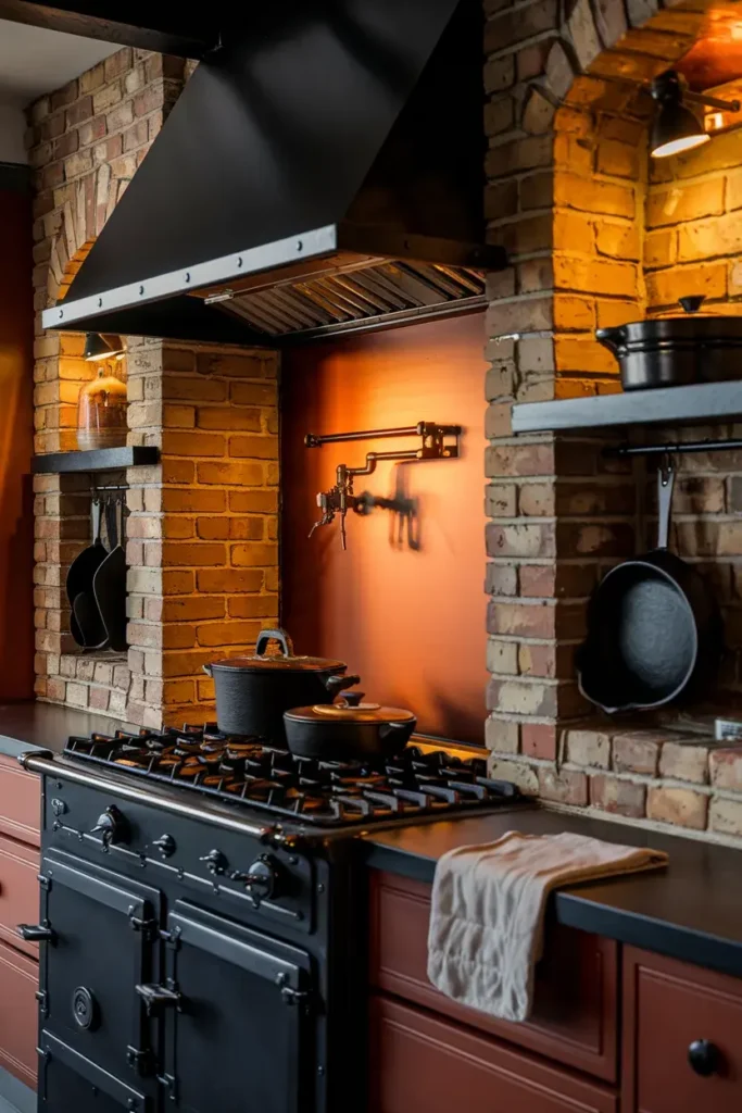 black range kitchen eye level cast iron focal point