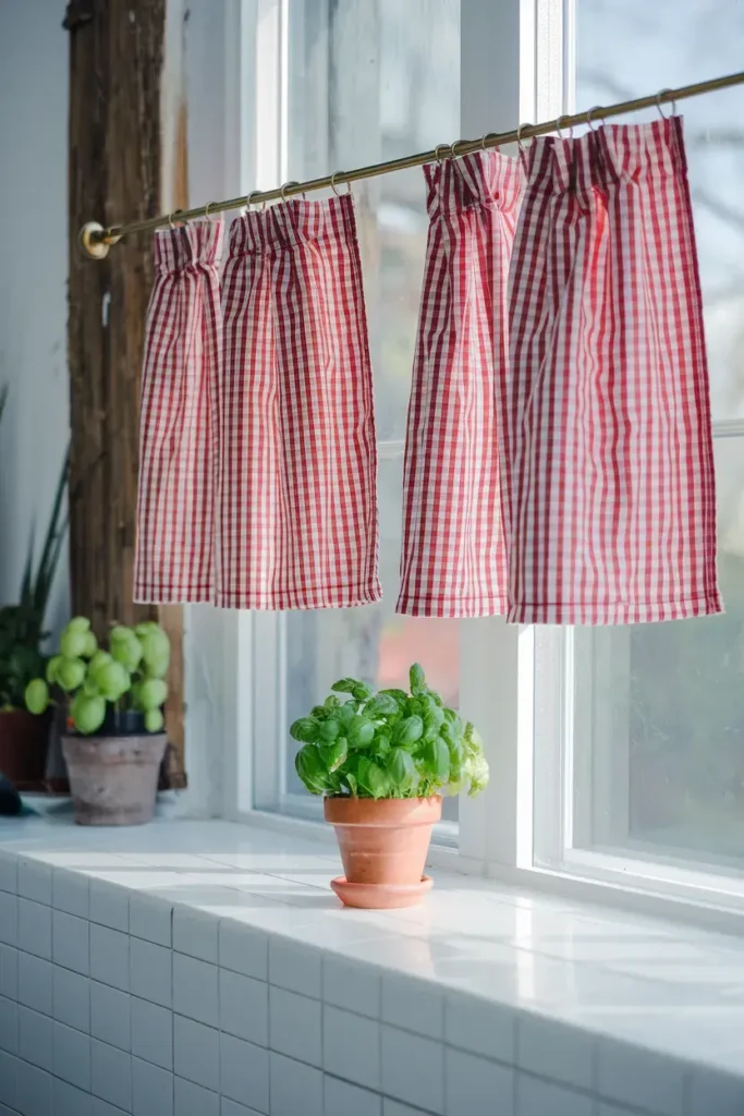 budget gingham curtains cottagecore kitchen
