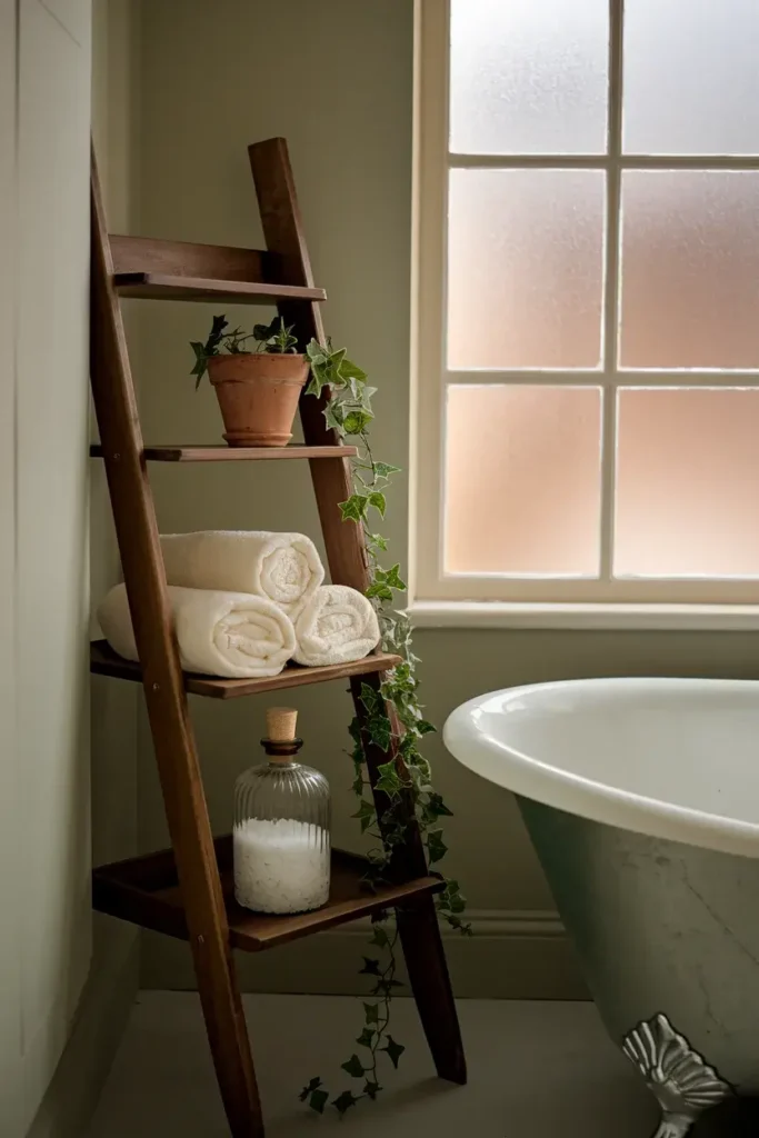 cottagecore bathroom botanical accents clawfoot