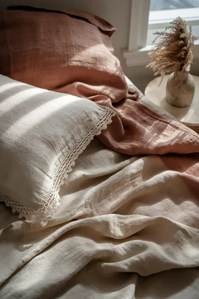 cottagecore bedroom linen bedding natural