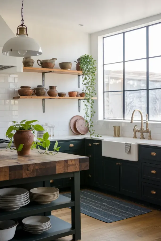 modern cottagecore kitchen fusion style