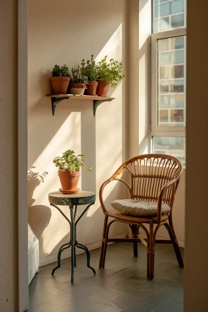 small apartment cottagecore corner styling