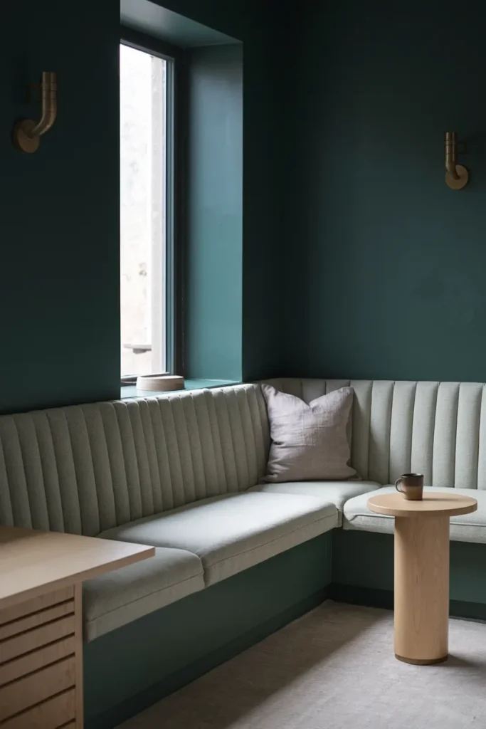 small living room enclosed snug built in bench