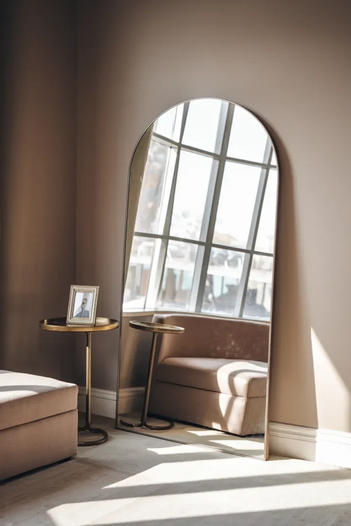 small living room oversized mirror light expansion trick