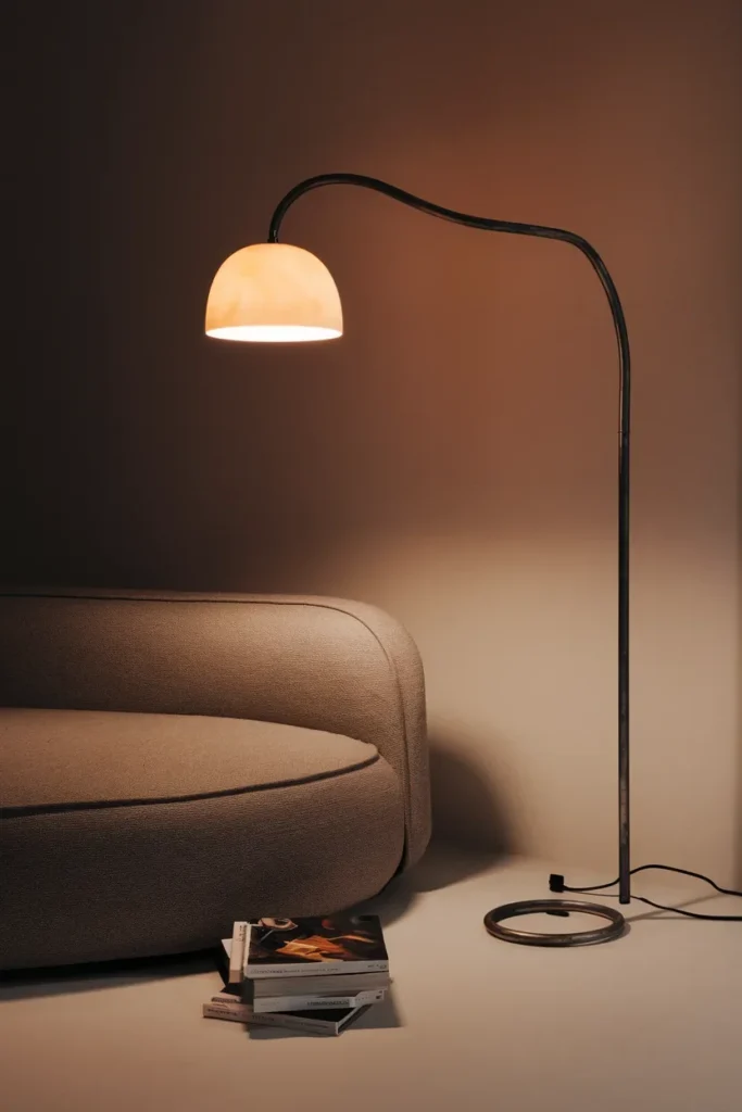 small living room sculptural floor lamp statement piece