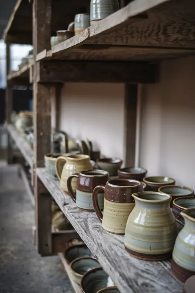 stoneware pottery shelf cottagecore kitchen
