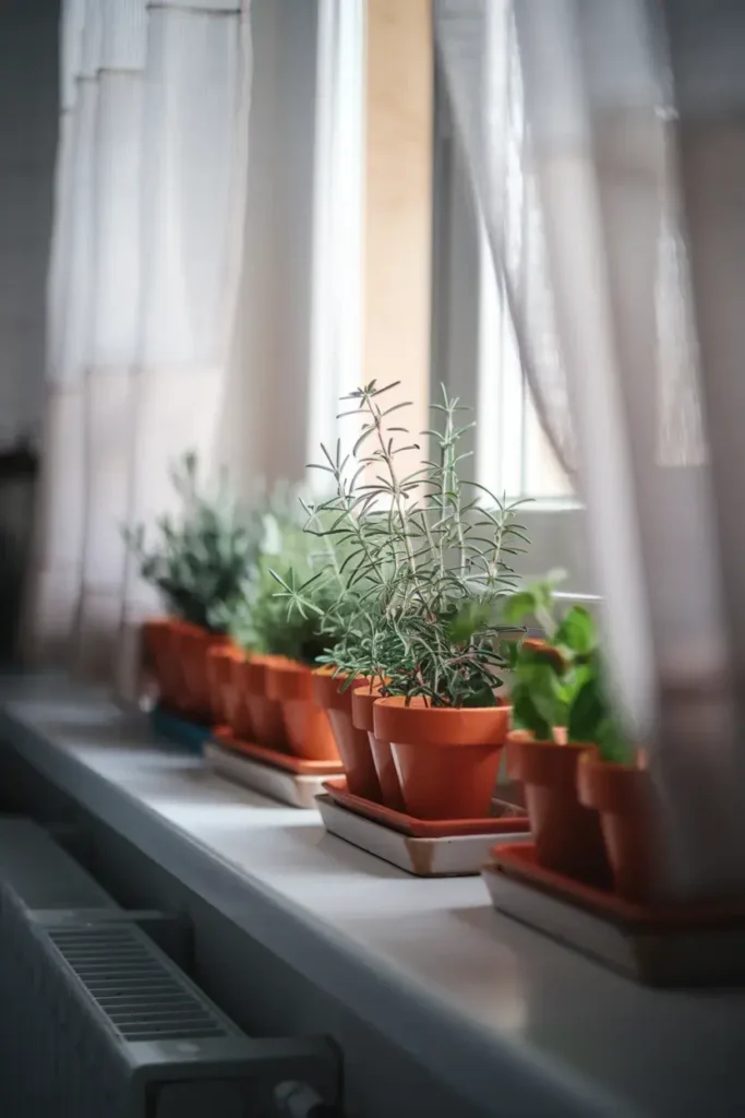 tiny cottage window herb garden shelf