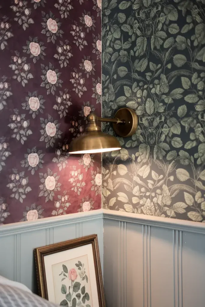 vintage floral wallpaper cottagecore bedroom