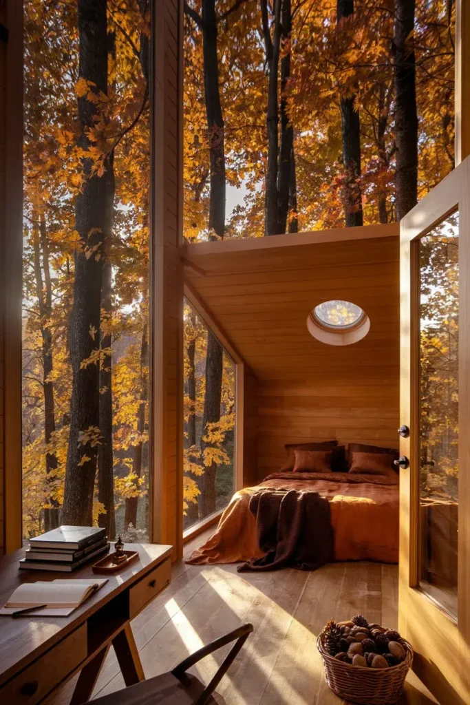 autumn treehouse amber study bedroom