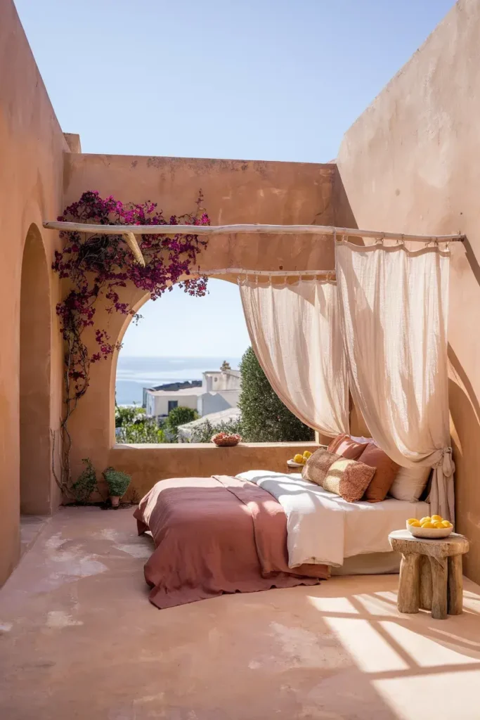 mediterranean terracotta courtyard bedroom