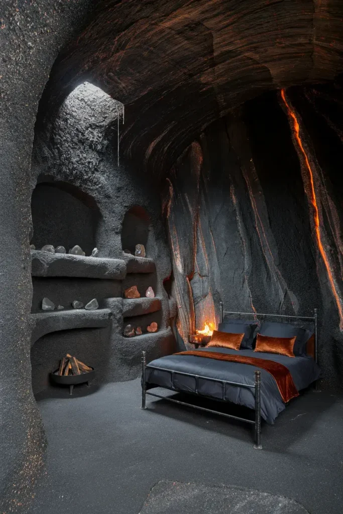 obsidian volcanic glass bedroom