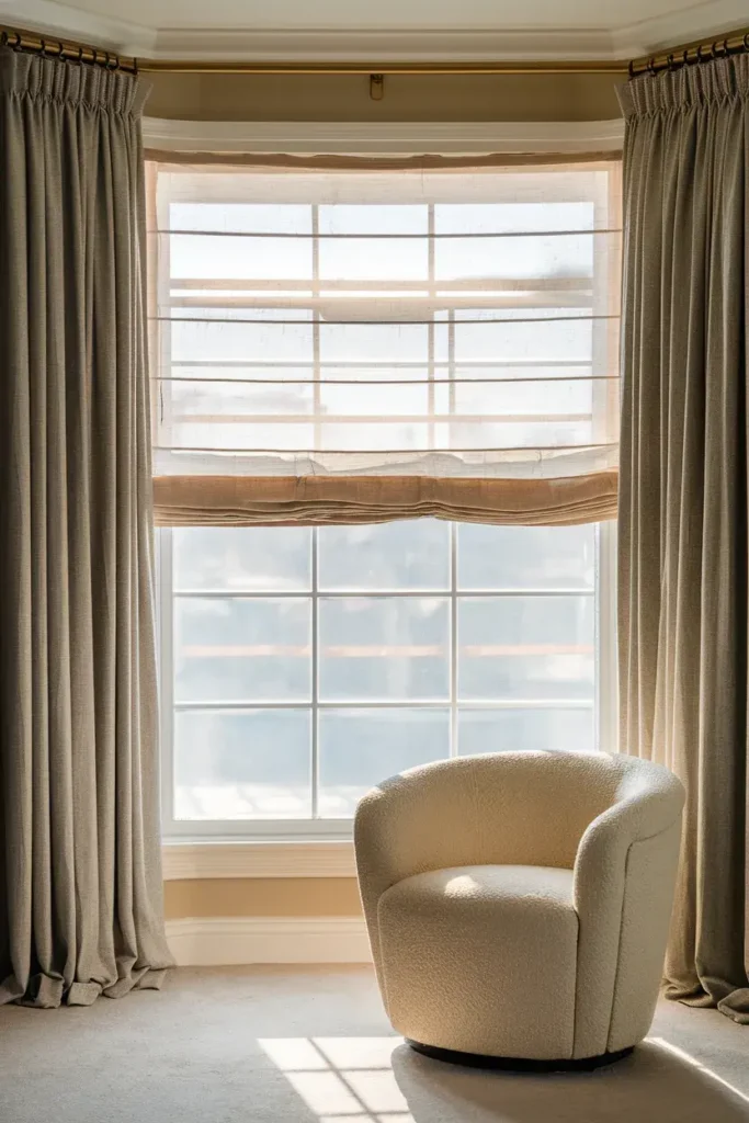 renter friendly tension rod curtain layering