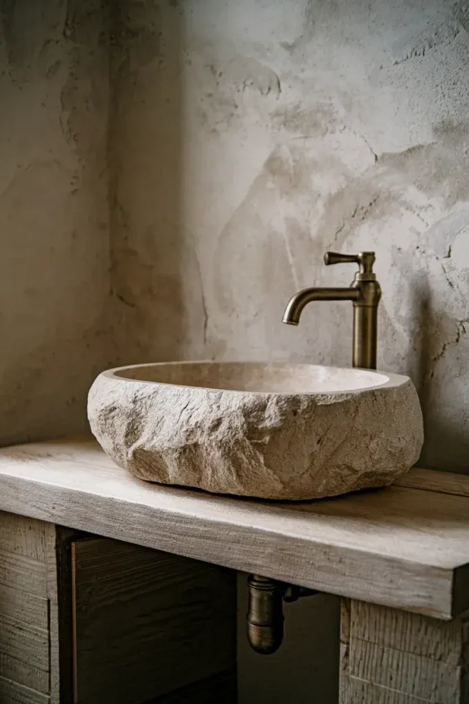 sculptural stone basin freestanding vessel sink