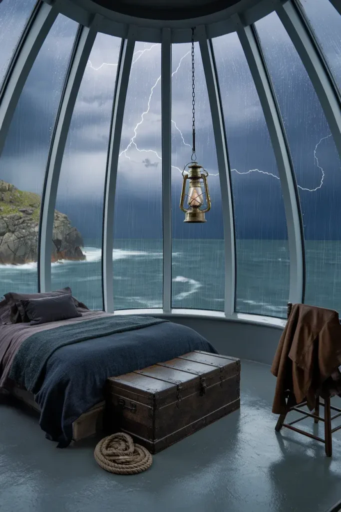 stormy coastal turret bedroom
