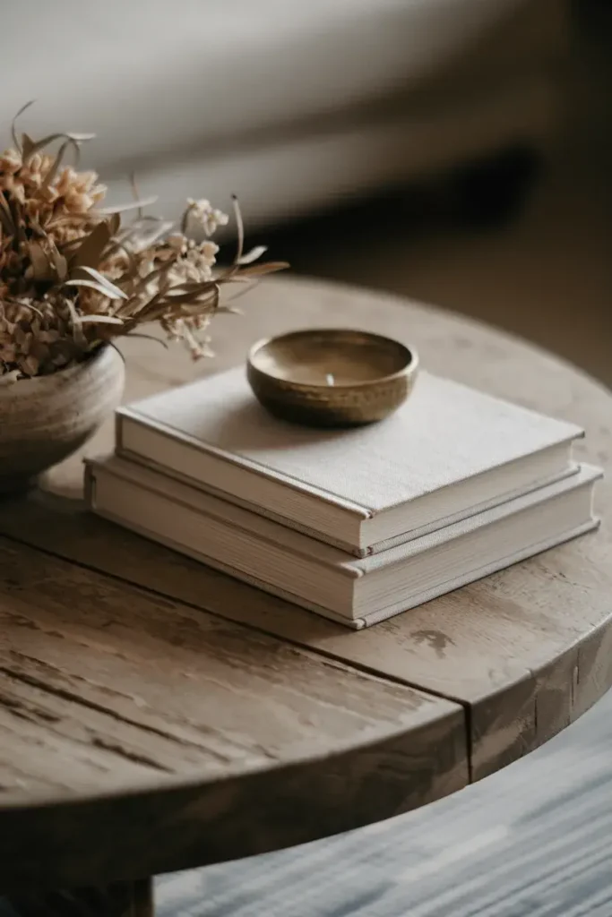 transitional curated coffee table styling